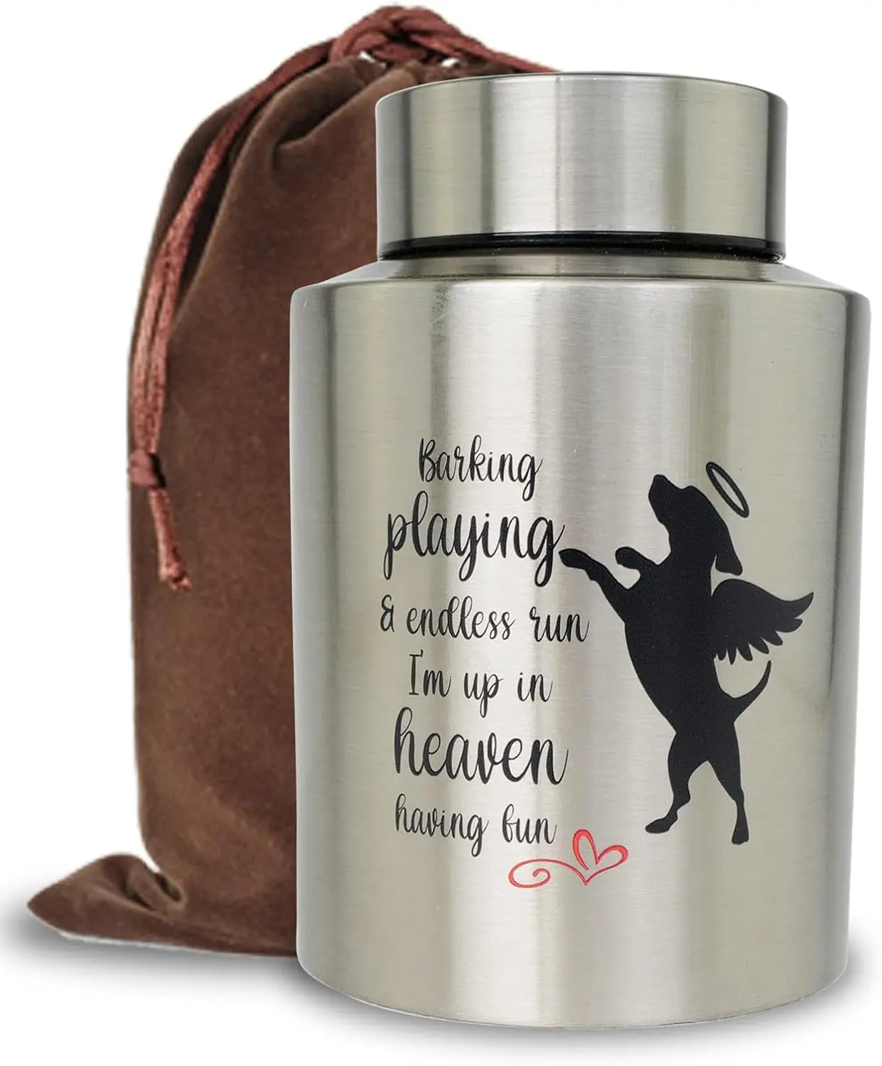 Stainless Steel Pet Memorial Urn for Cats &amp; Small Dogs with Secure Lid Keepsake