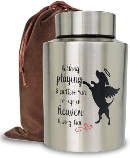 Stainless Steel Pet Memorial Urn for Cats &amp; Small Dogs with Secure Lid Keepsake