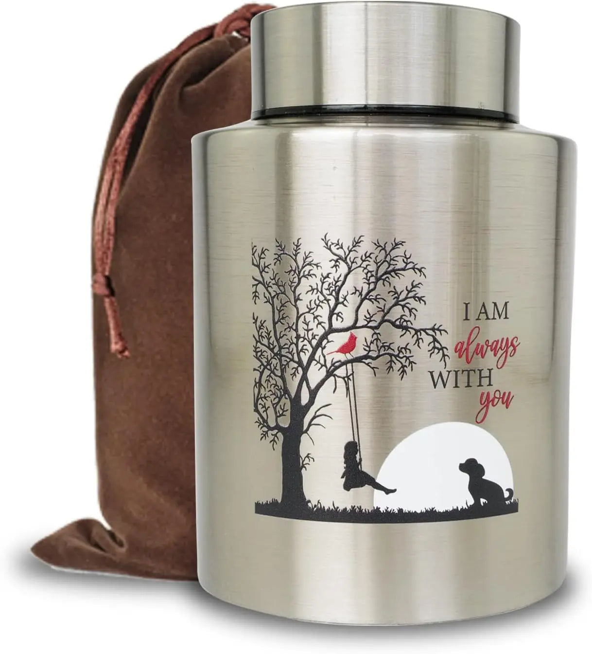 Stainless Steel Pet Memorial Urn for Cats &amp; Small Dogs with Secure Lid Keepsake