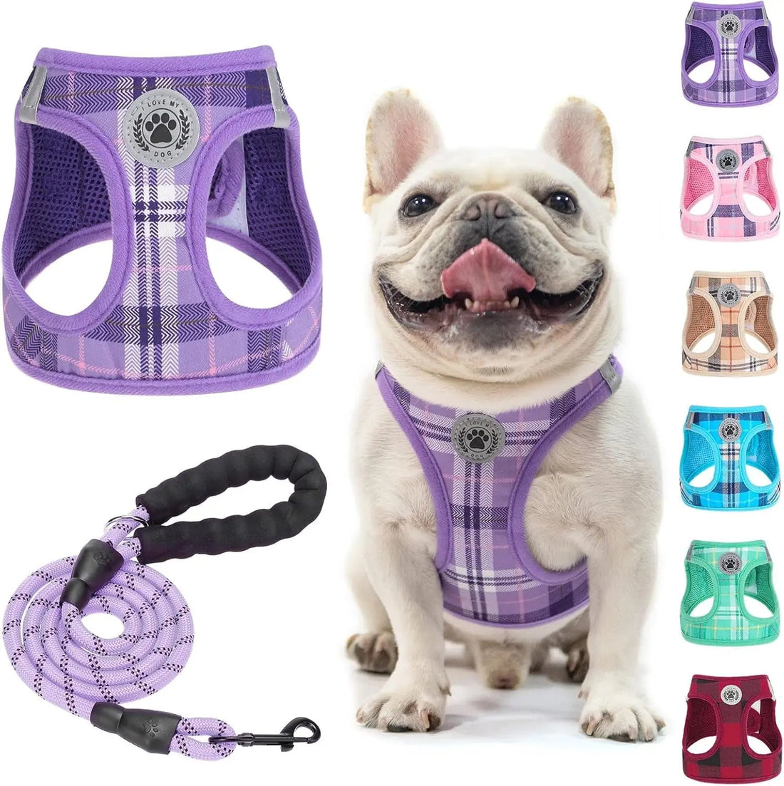 Step-In Dog Harness &amp; Leash Set in Various Patterns – Reflective No Pull (XS- XL)