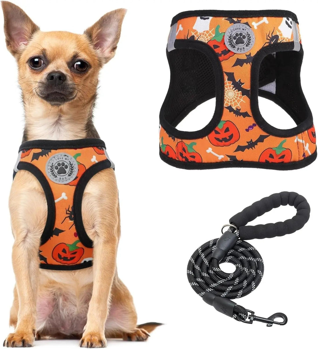 Step-In Dog Harness &amp; Leash Set in Various Patterns – Reflective No Pull (XS- XL)