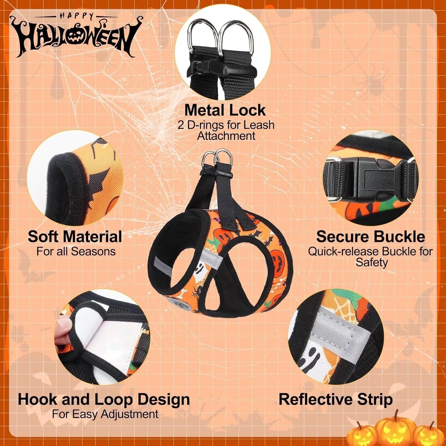 Step-In Dog Harness &amp; Leash Set in Various Patterns – Reflective No Pull (XS- XL)