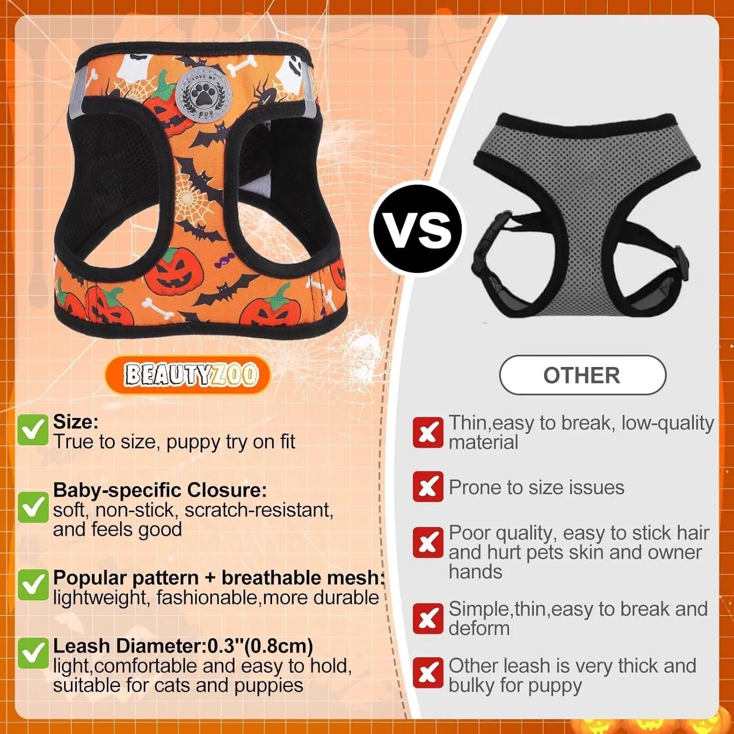 Step-In Dog Harness &amp; Leash Set in Various Patterns – Reflective No Pull (XS- XL)