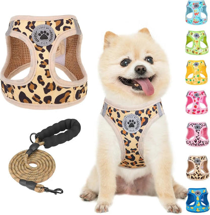 Step-In Dog Harness &amp; Leash Set in Various Patterns – Reflective No Pull (XS- XL)