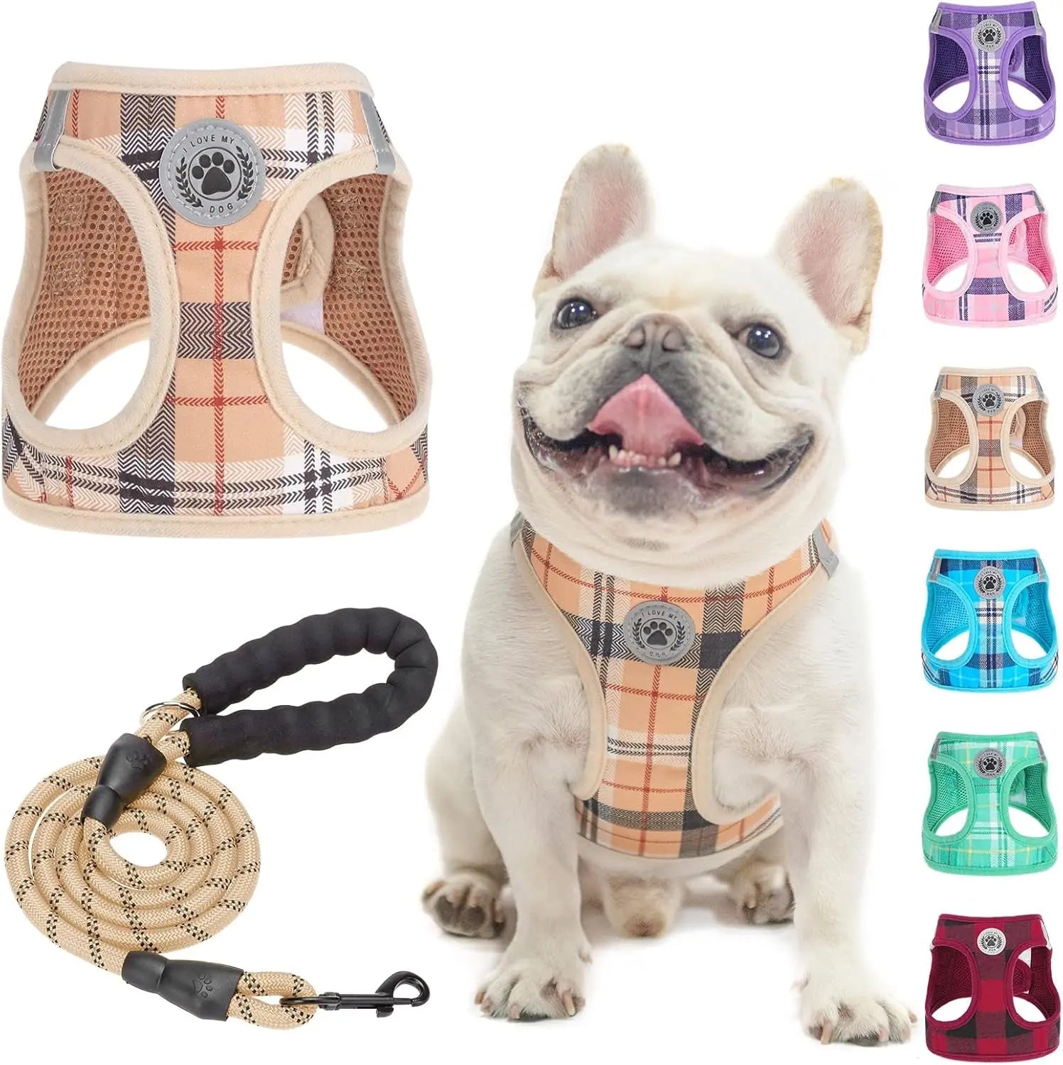 Step-In Dog Harness &amp; Leash Set in Various Patterns – Reflective No Pull (XS- XL)