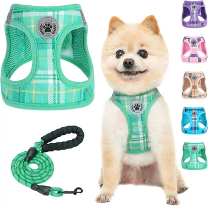 Step-In Dog Harness &amp; Leash Set in Various Patterns – Reflective No Pull (XS- XL)