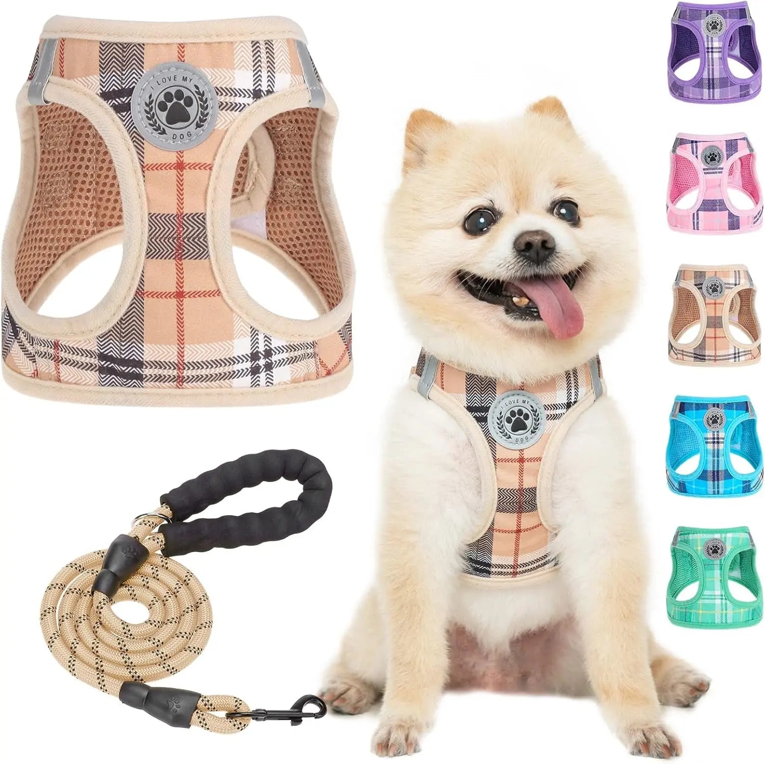 Step-In Dog Harness &amp; Leash Set in Various Patterns – Reflective No Pull (XS- XL)
