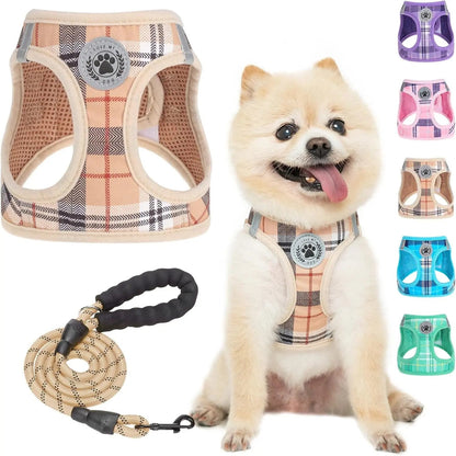Step-In Dog Harness &amp; Leash Set in Various Patterns – Reflective No Pull (XS- XL)