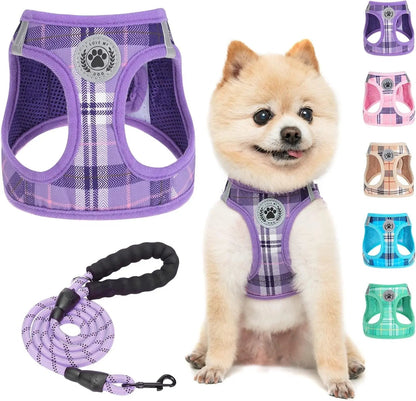 Step-In Dog Harness &amp; Leash Set in Various Patterns – Reflective No Pull (XS- XL)