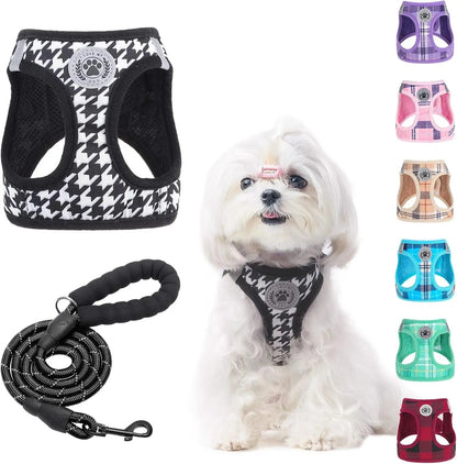 Step-In Dog Harness &amp; Leash Set in Various Patterns – Reflective No Pull (XS- XL)