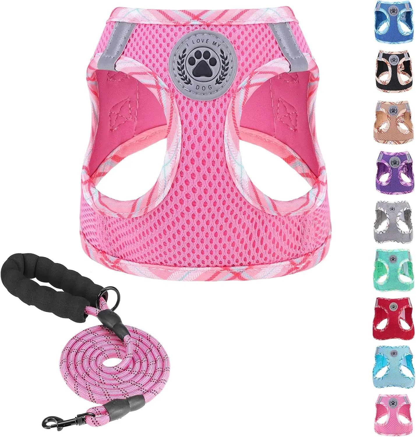 Step-In Dog Harness &amp; Leash Set in Various Patterns – Reflective No Pull (XS- XL)