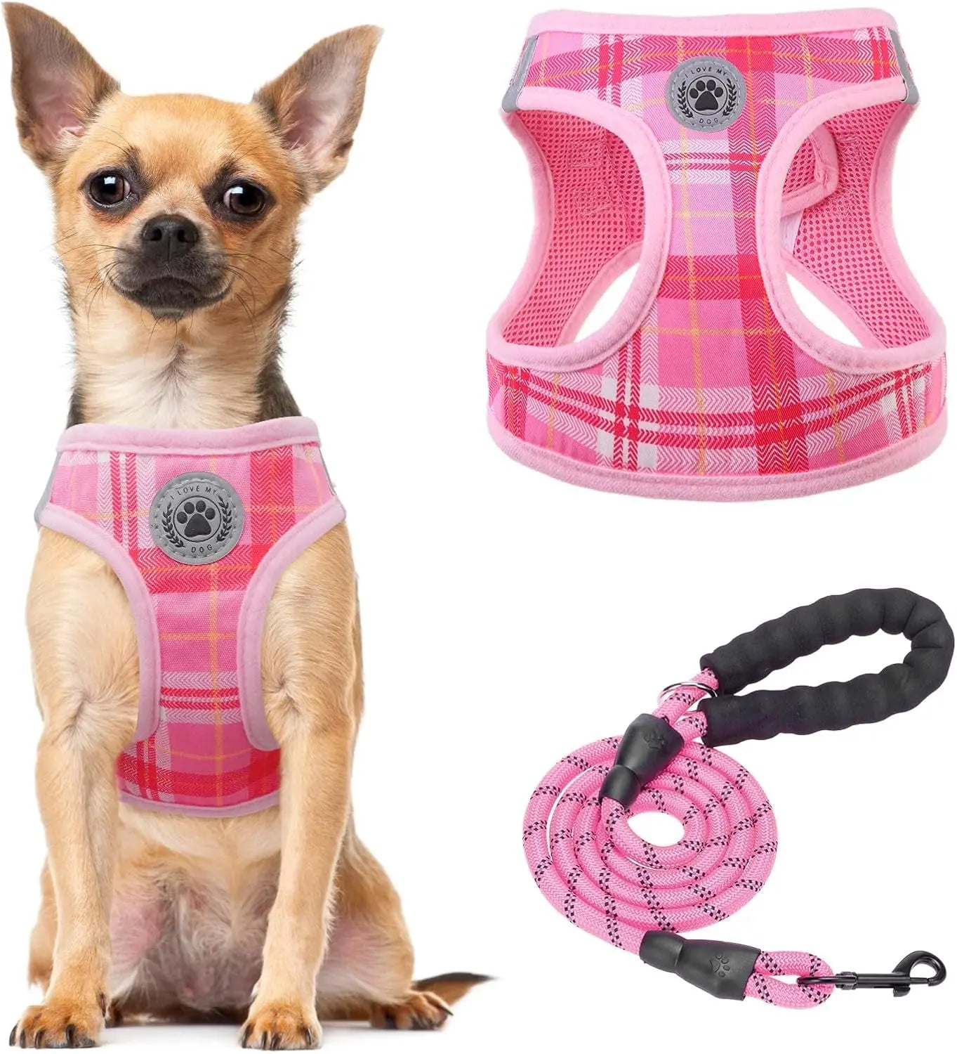 Step-In Dog Harness &amp; Leash Set in Various Patterns – Reflective No Pull (XS- XL)