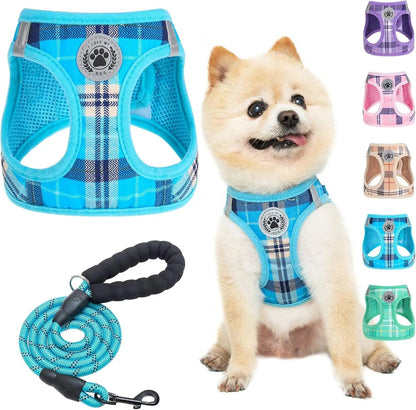 Step-In Dog Harness &amp; Leash Set in Various Patterns – Reflective No Pull (XS- XL)