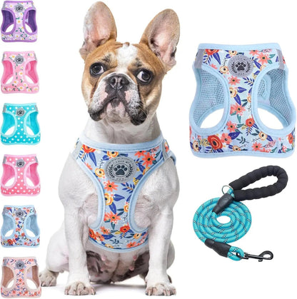 Step-In Dog Harness &amp; Leash Set in Various Patterns – Reflective No Pull (XS- XL)