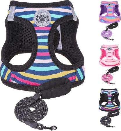 Step-In Dog Harness &amp; Leash Set in Various Patterns – Reflective No Pull (XS- XL)