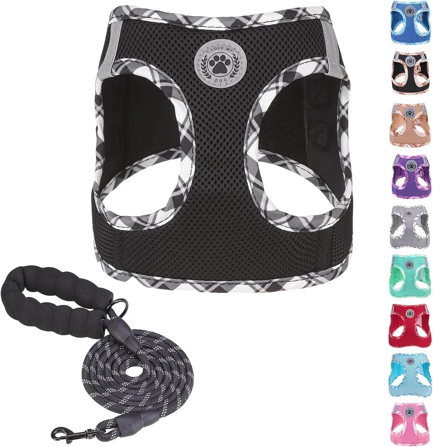 Step-In Dog Harness &amp; Leash Set in Various Patterns – Reflective No Pull (XS- XL)