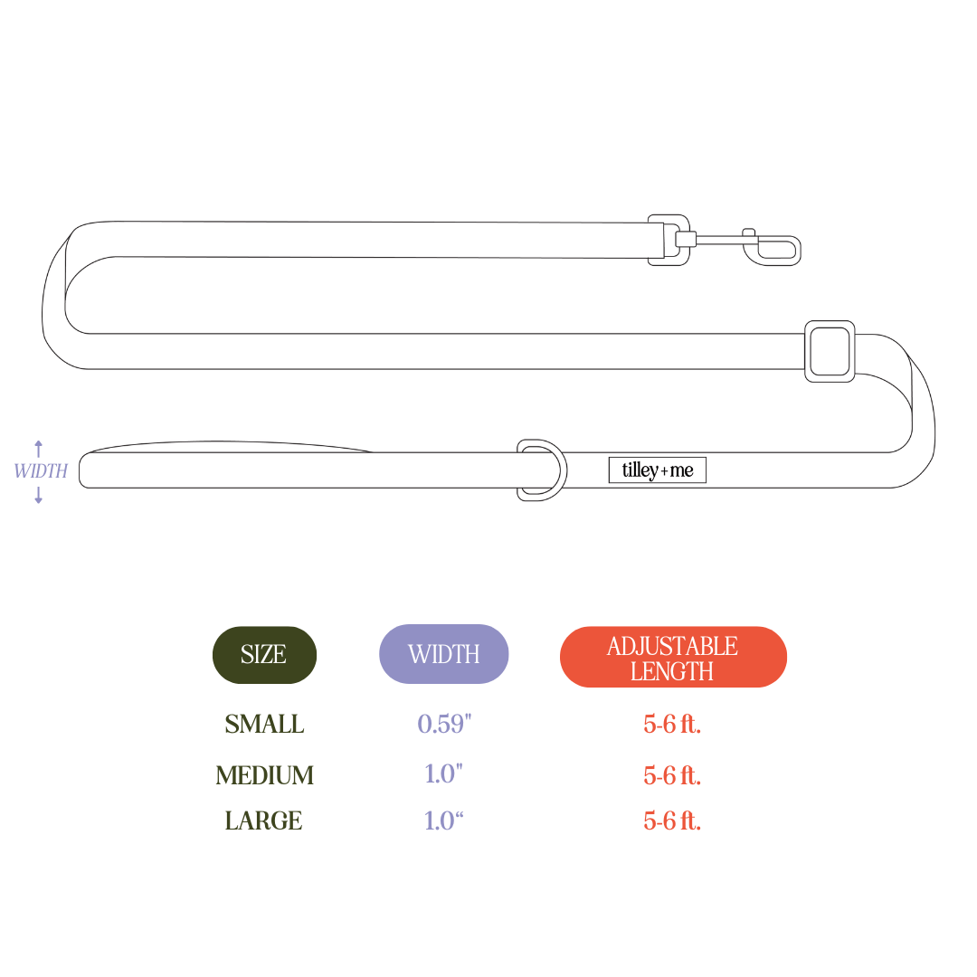 Tilley + Me Hemp Cotton Dog Leash - Durable, Sustainable, Adjustable, Lightweight &amp; Soft-Malibu