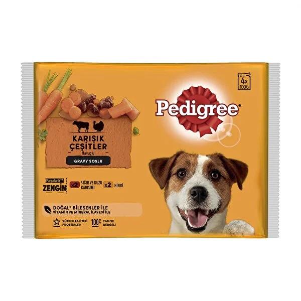 Pedigree Beef Flavored Dog Wet Food Pouches, 4x100g - Complete Adult Dog Nutrition with Essential Vitamins &amp; Minerals for Healthy Dogs