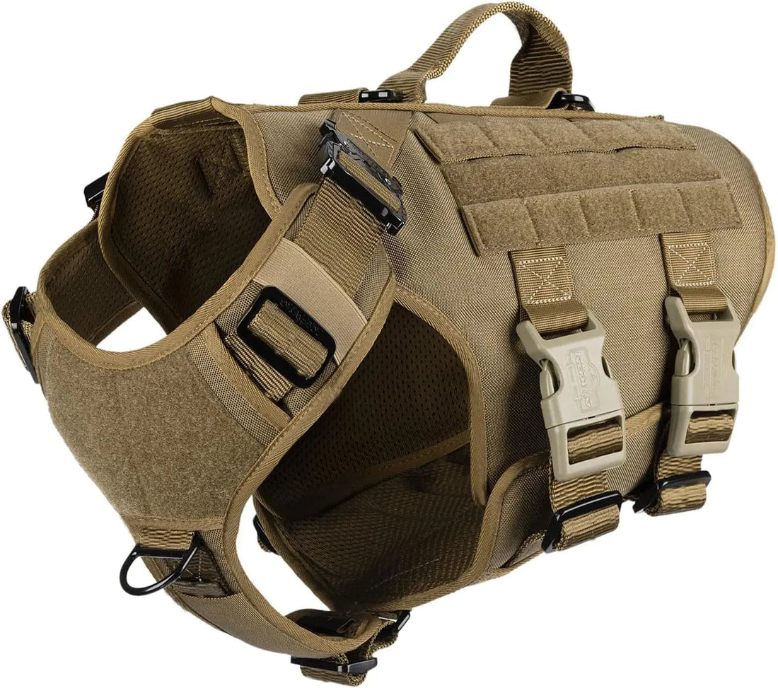 Tactical Dog Harness 6 Buckle No Pull MOLLE Vest Adjustable 3/4 Coverage