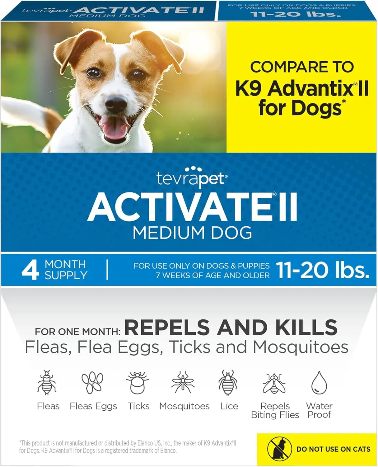 TevraPet Activate II Flea &amp; Tick for Dogs 11–20 lbs – 4 Month Supply