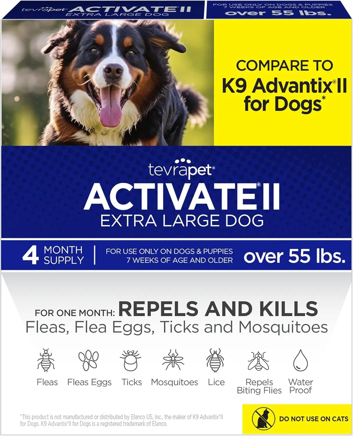 TevraPet Activate II Flea &amp; Tick for Dogs 55+ lbs – 4 Month Supply