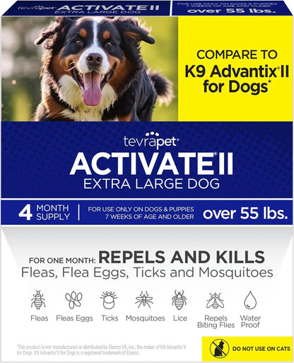 TevraPet Activate II Flea &amp; Tick for Dogs 55+ lbs – 4 Month Supply