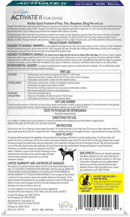 TevraPet Activate II Flea &amp; Tick for Dogs 55+ lbs – 4 Month Supply