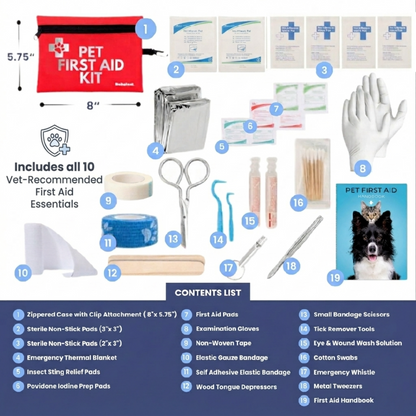Pet First Aid Kit for Dogs &amp; Cats with Vet-Approved Essentials