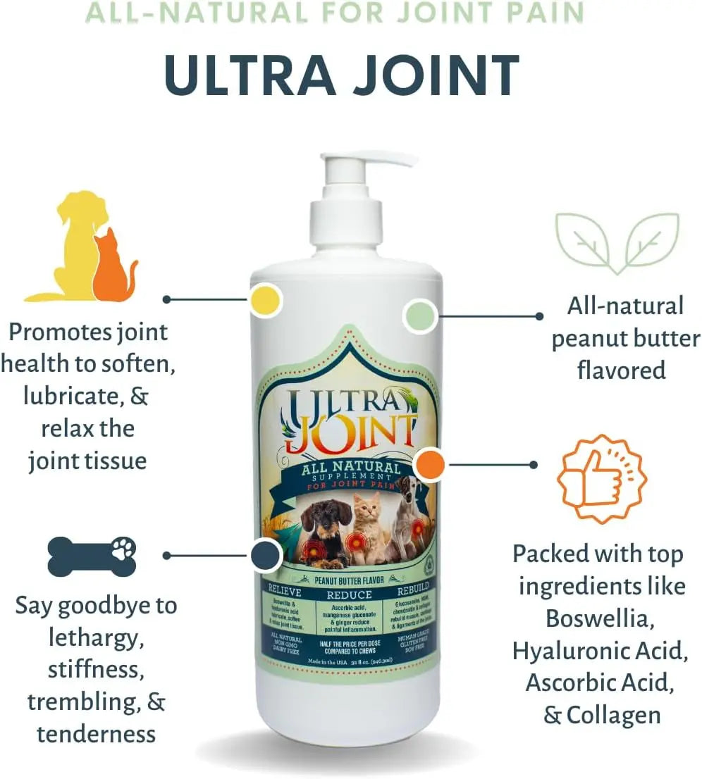Ultra Joint Liquid Dog Supplement Glucosamine Chondroitin 8oz &amp; 16oz