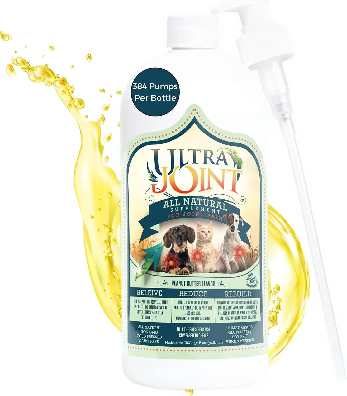 Ultra Joint Liquid Dog Supplement Glucosamine Chondroitin 8oz &amp; 16oz