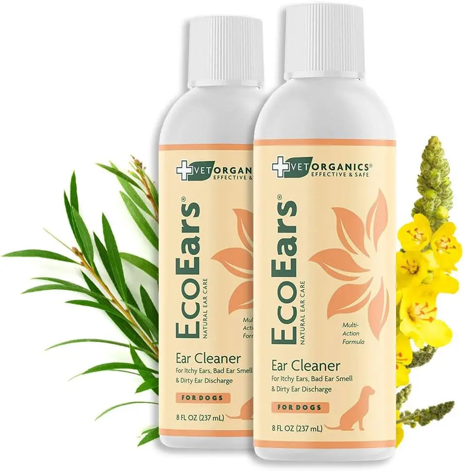 Vet Organics EcoEars Natural Dog Ear Cleaner 8oz, Multi-Action Formula 2-Pack