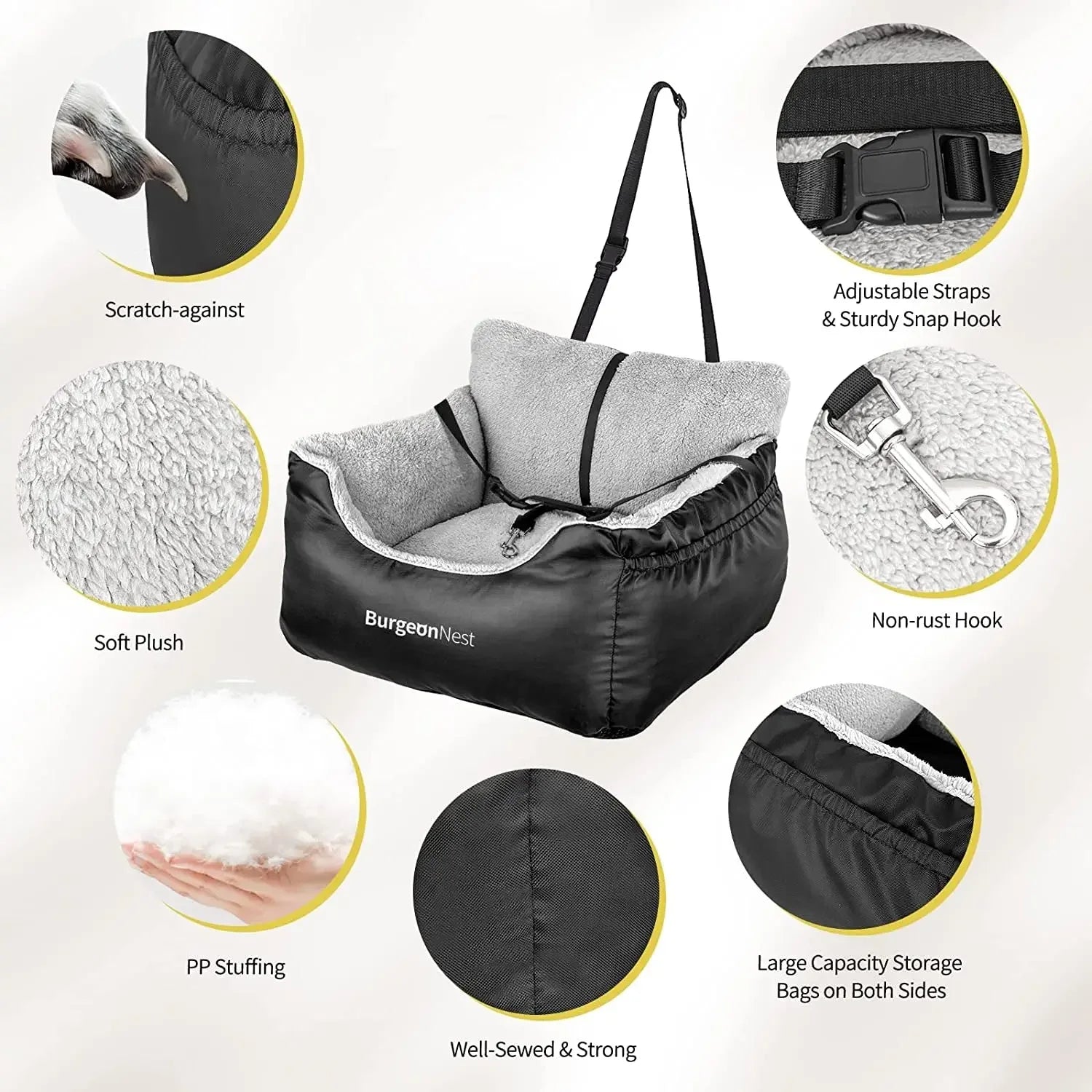 Washable Pet Car Seat Booster for Small Dogs &amp; Cats, Oxford Fabric