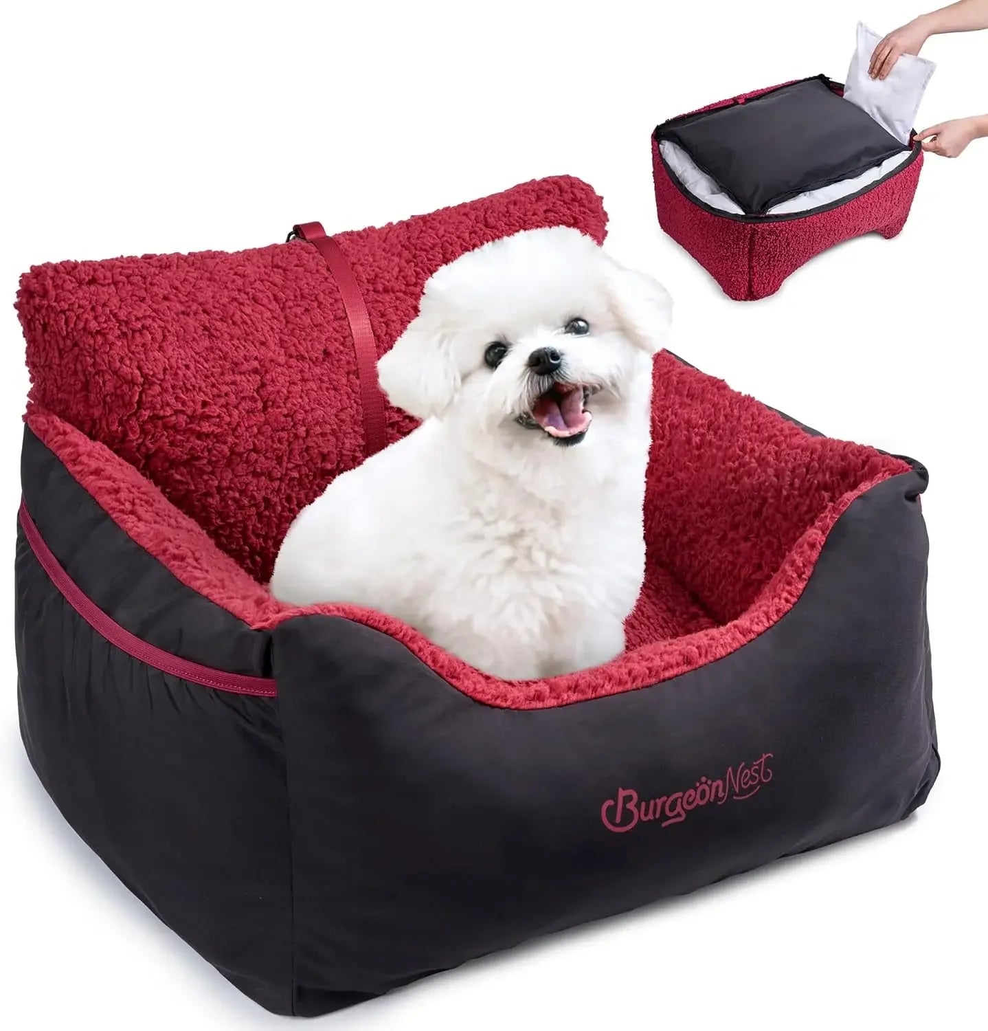 Washable Pet Car Seat Booster for Small Dogs &amp; Cats, Oxford Fabric