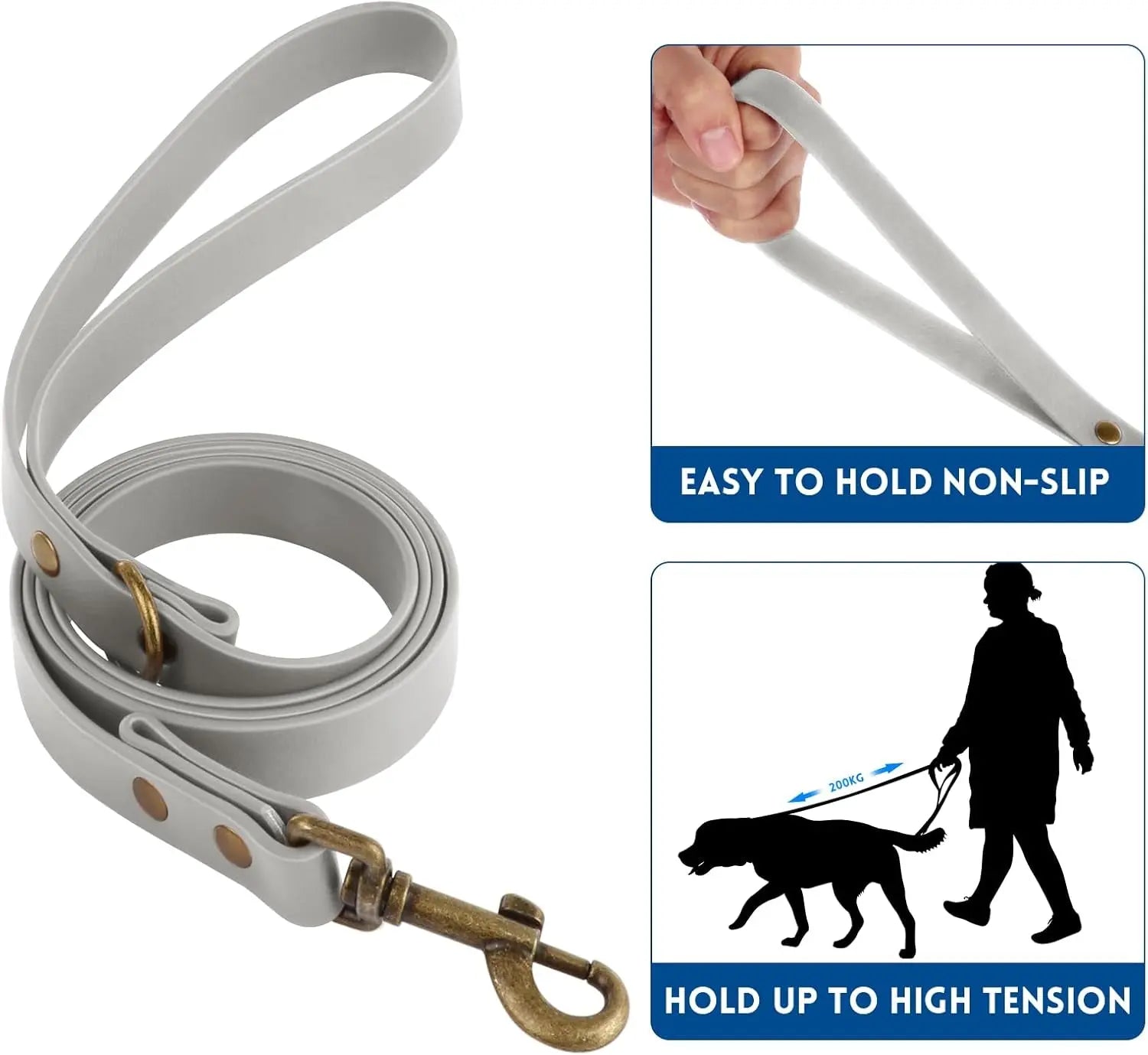 Waterproof Dog Collar &amp; 4FT Leash Set Adjustable XS–XL with Poop Bag