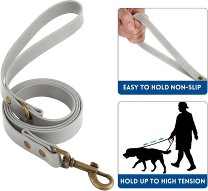 Waterproof Dog Collar &amp; 4FT Leash Set Adjustable XS–XL with Poop Bag