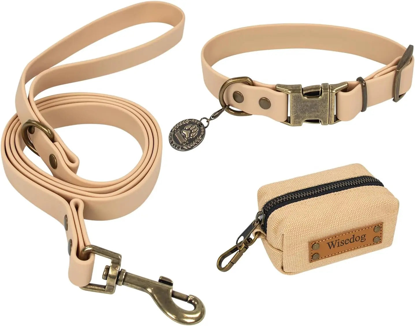 Waterproof Dog Collar &amp; 4FT Leash Set Adjustable XS–XL with Poop Bag