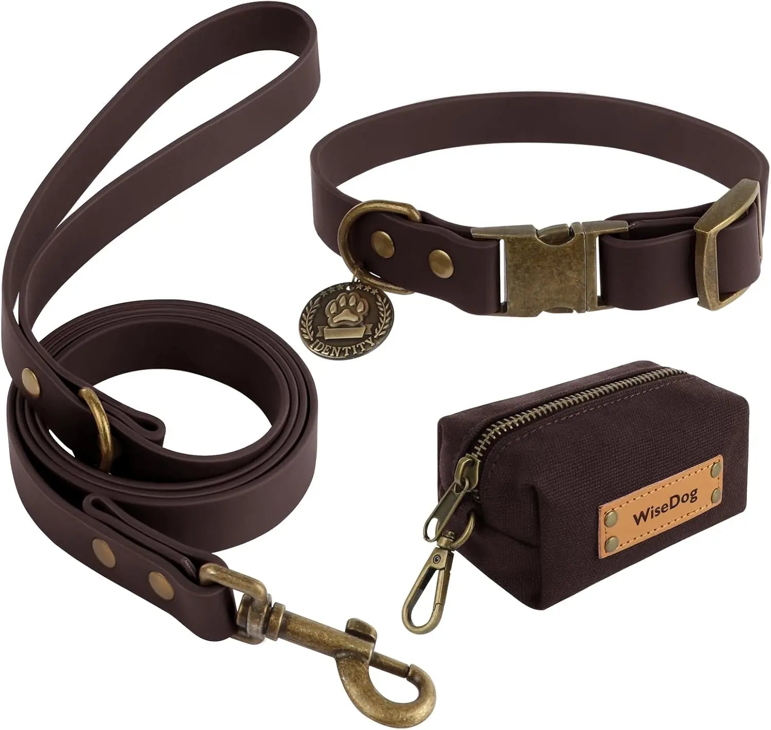 Waterproof Dog Collar &amp; 4FT Leash Set Adjustable XS–XL with Poop Bag