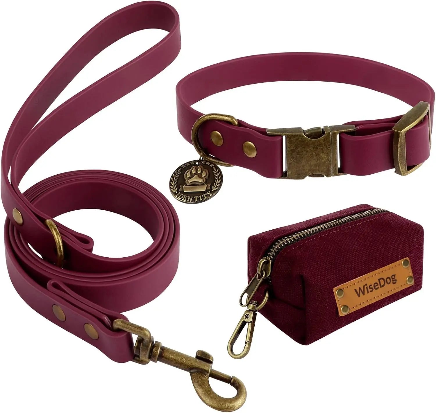 Waterproof Dog Collar &amp; 4FT Leash Set Adjustable XS–XL with Poop Bag