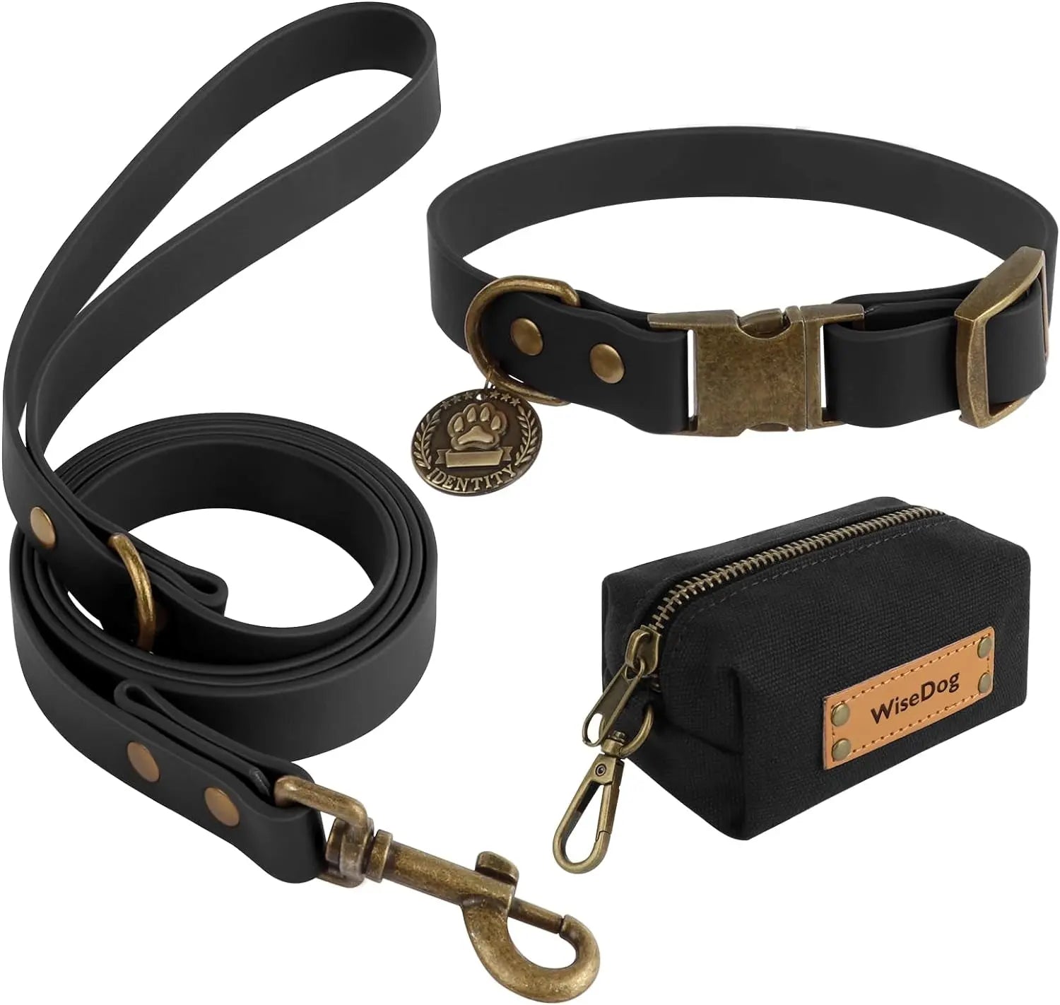 Waterproof Dog Collar &amp; 4FT Leash Set Adjustable XS–XL with Poop Bag