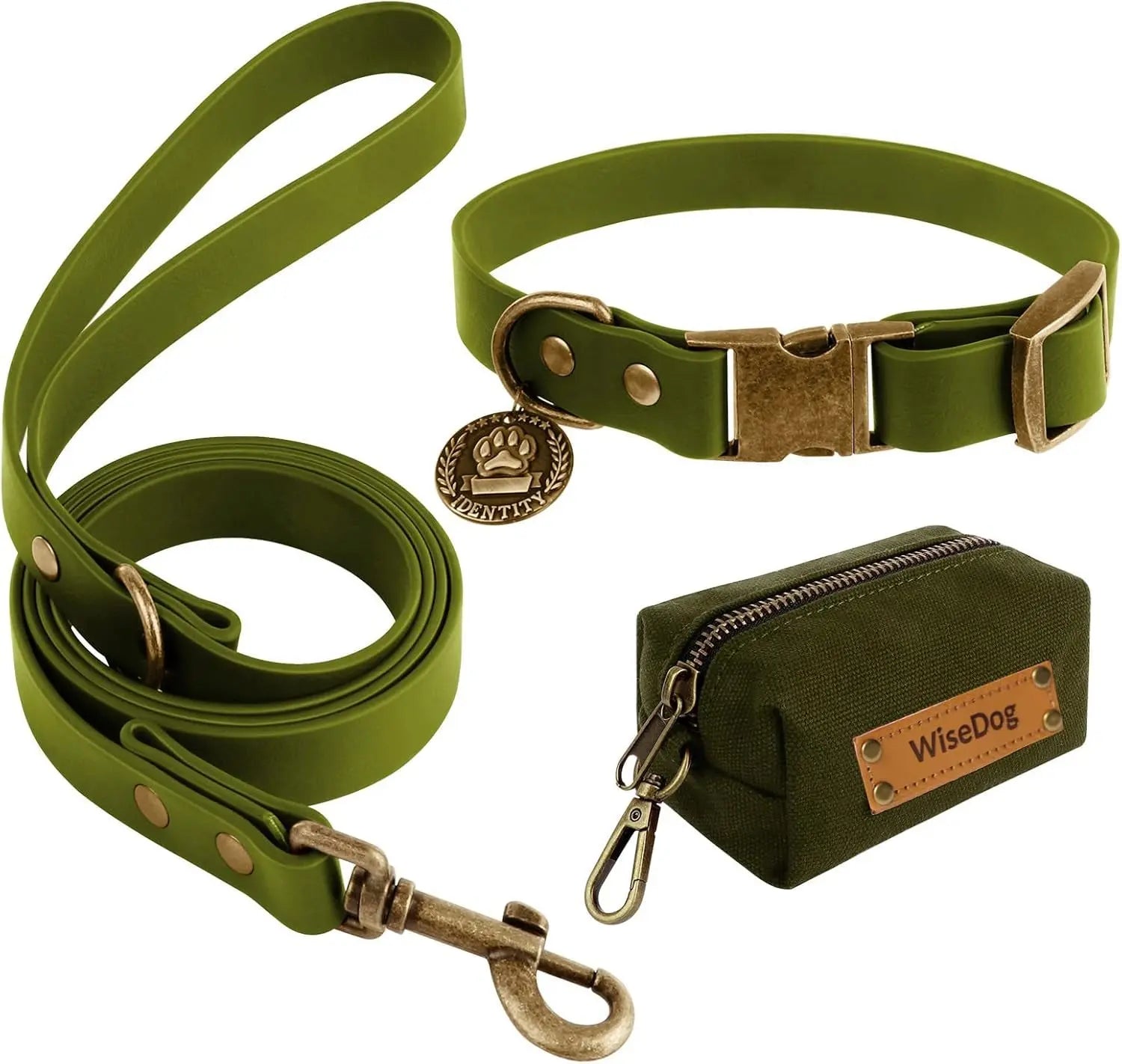 Waterproof Dog Collar &amp; 4FT Leash Set Adjustable XS–XL with Poop Bag