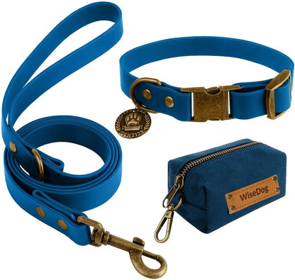 Waterproof Dog Collar &amp; 4FT Leash Set Adjustable XS–XL with Poop Bag