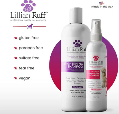 Whitening Dog Shampoo &amp; Leave-In Conditioner Detangler Odor Control Set