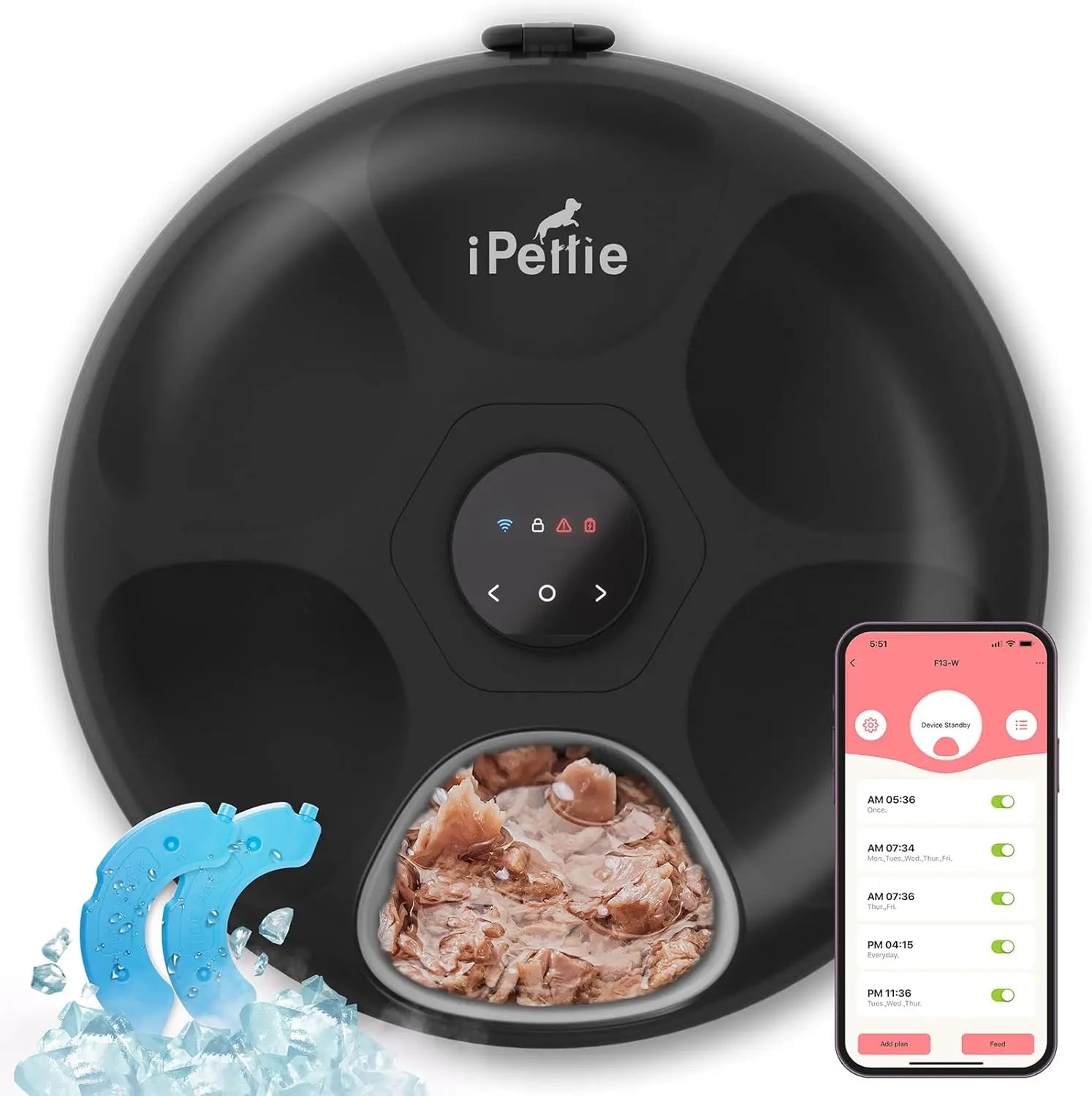WiFi 6 Smart Cat &amp; Small Dog Feeder with App Control, Wet &amp; Dry Food, Ice Packs