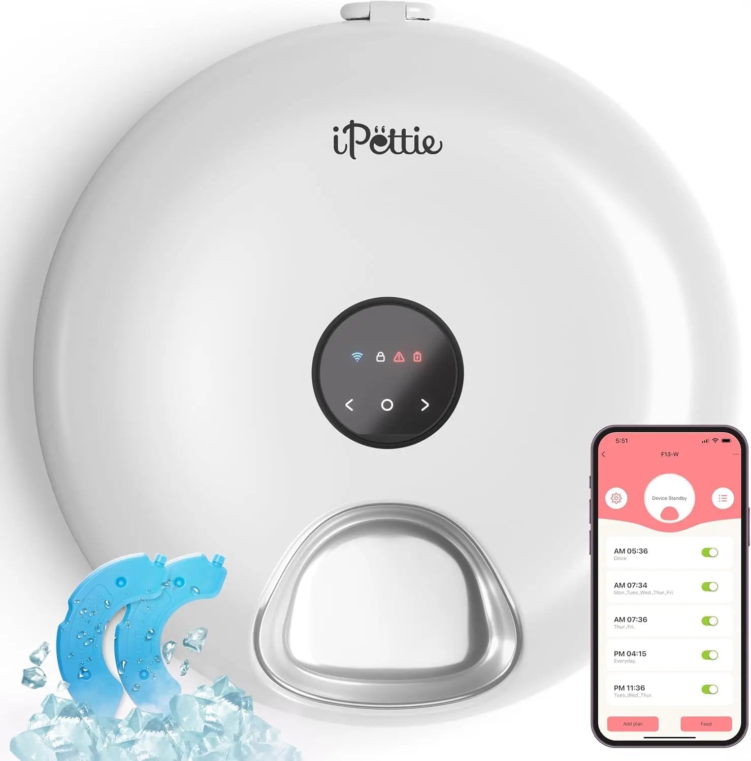WiFi 6 Smart Cat &amp; Small Dog Feeder with App Control, Wet &amp; Dry Food, Ice Packs