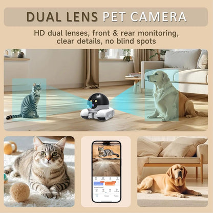 WiFi Robot 1080P Pet Camera with App for Dogs &amp; Cats. 2-Way Talk, Night Vision &amp; Motion Detection