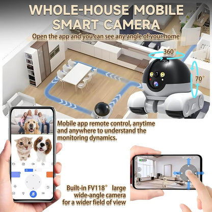WiFi Robot 1080P Pet Camera with App for Dogs &amp; Cats. 2-Way Talk, Night Vision &amp; Motion Detection