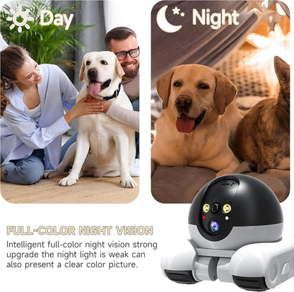 WiFi Robot 1080P Pet Camera with App for Dogs &amp; Cats. 2-Way Talk, Night Vision &amp; Motion Detection