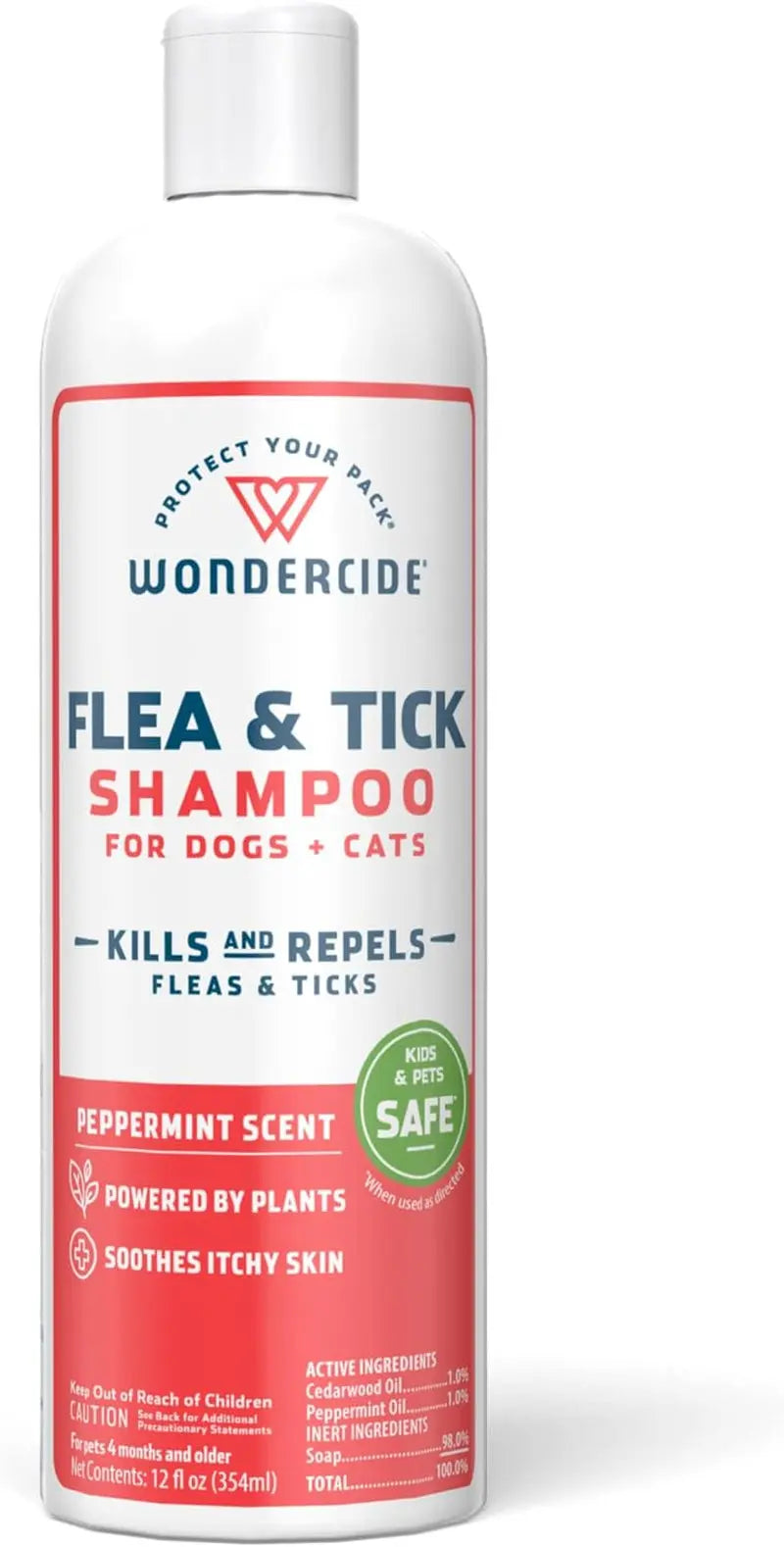 Wondercide Tick &amp; Flea Shampoo for Dogs &amp; Cats, Natural Essential Oils, 12 oz