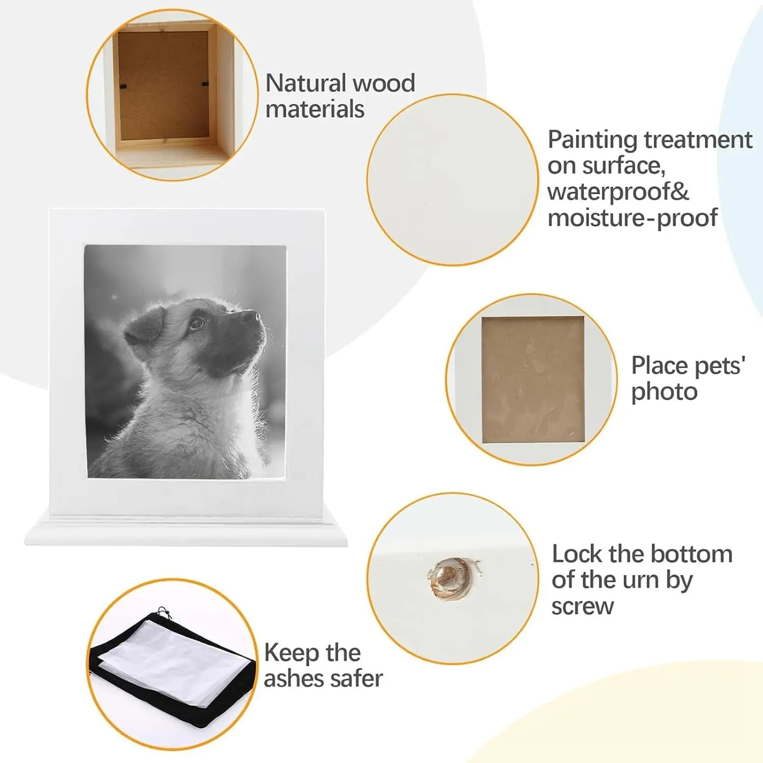 Wooden Pet Memorial Urn with Photo Frame Keepsake Box for Dogs &amp; Cats
