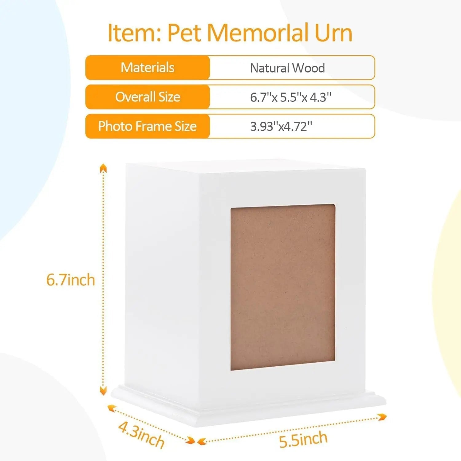 Wooden Pet Memorial Urn with Photo Frame Keepsake Box for Dogs &amp; Cats
